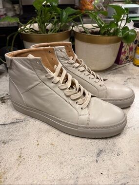 Collegium Men's High-Top Leather Sneakers in Off-White size 9-9.5 mens/12 womens
